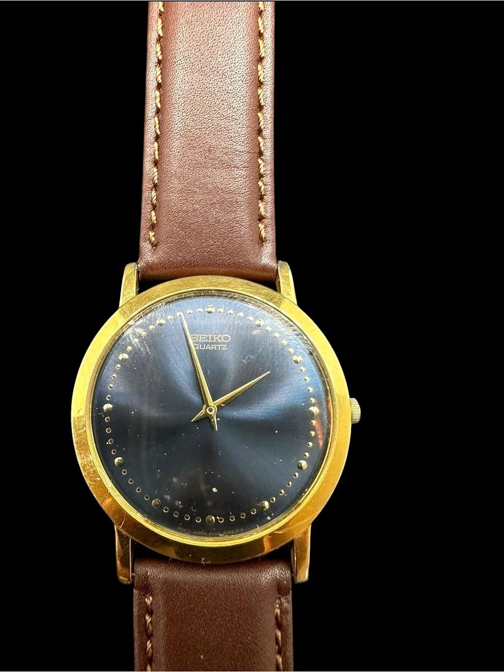 Seiko Gold-Tone Leather Watch